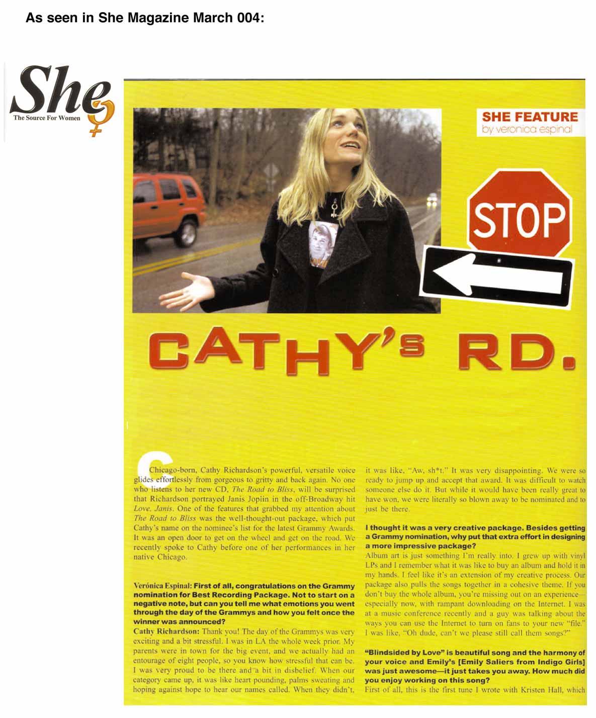 scan of She article